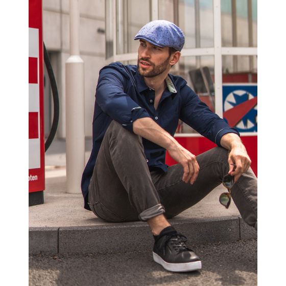 Dean Flat Cap Linen Palm Tree Blue - Göttmann Dean Flat Cap Linen Palm Tree Blue - Göttmann