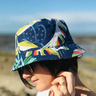 Green Leaves Cotton Bucket Hat - Le Chapoté Paris Reference: 10474 | Traclet Hatters