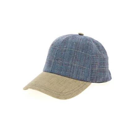 Checkered Linen Baseball Gang Cap - Crambes Reference: 10480 | Traclet Hat Shop