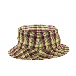 Bob made in france Half-linen Cotton Bordeaux & Yellow Check - Crambes