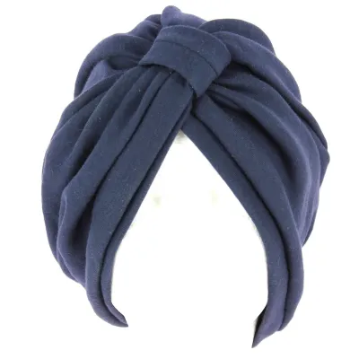Navy Blue Cotton Chemotherapy Turban - Traclet Reference: 10485 | Chapellerie Traclet