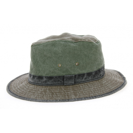Chapeau Safari Logan Coton Olive & Marron - Traclet
