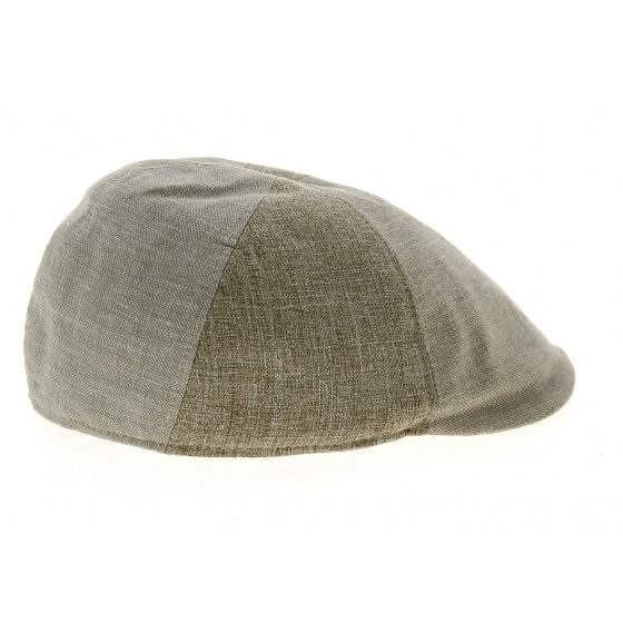 Rounded Patchwork Linen & Cotton Cap in Beige - Traclet Rounded Patchwork Linen & Cotton Cap in Beige - Traclet