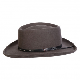 Gambler Grey Wool Felt Hat - Traclet