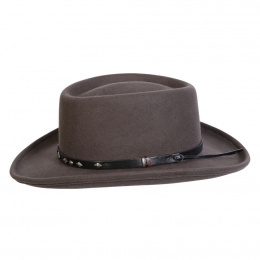 Gray Wool Felt Gambler Hat - Traclet