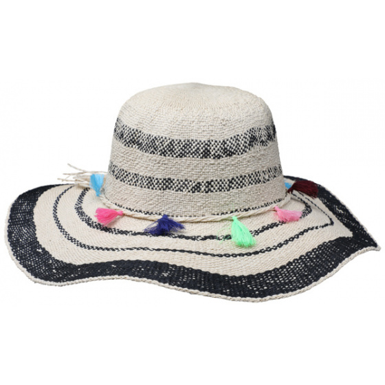 Atenas Paper Straw Sun Hat with Pom-poms - Traclet