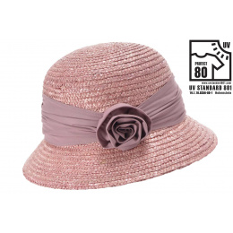 Calvi Straw Cloche Hat Old Rose - Seeberger