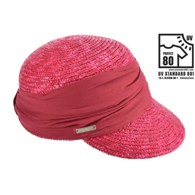 Natural Straw Cap Wine Red - Seeberger Reference: 10544 | Traclet Hat Shop