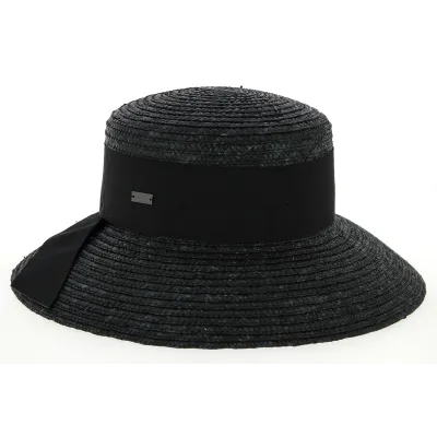 Riviera Natural Straw Wide-Brimmed Hat in Black - Betmar Reference: 10548 | Traclet Hat Shop