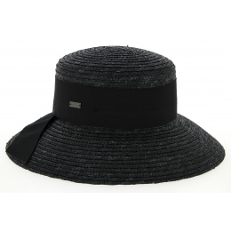 Riviera Natural Straw Wide-Brimmed Hat in Black - Betmar