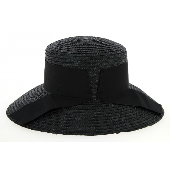 Riviera Natural Straw Wide-Brimmed Hat in Black - Betmar