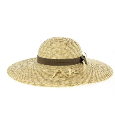 Natural Straw Wide Brim Hat Daisie with Brown Ribbon - Traclet Reference: 10557 | Traclet Hatmakers