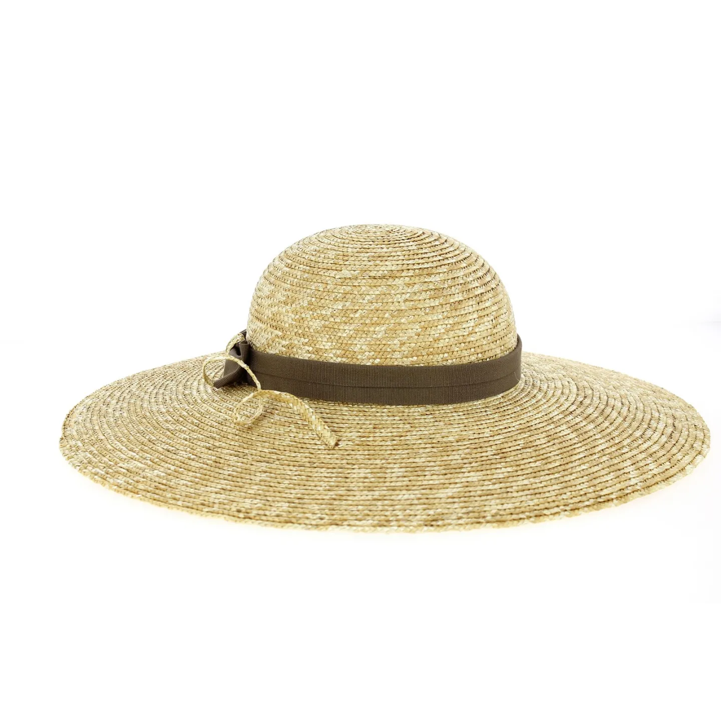 Natural Straw Wide Brim Hat Daisie with Brown Ribbon - Traclet Reference: 10557 | Traclet Hatmakers