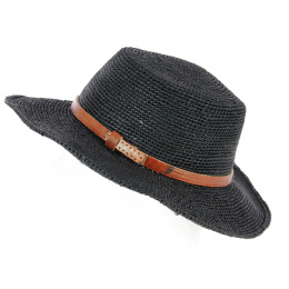 Renoa Black Raffia Straw Women's Hat - Traclet