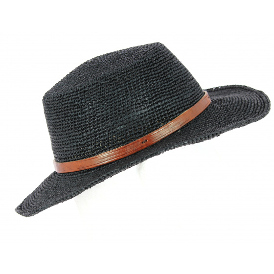 Renoa Black Raffia Straw Women's Hat - Traclet