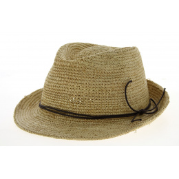 Enna Natural Raffia Straw Trilby Hat - Traclet