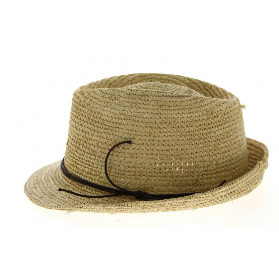 Enna Natural Raffia Straw Trilby Hat - Traclet