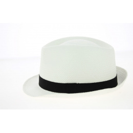 White Paper Straw Scapello Trilby Hat - Traclet