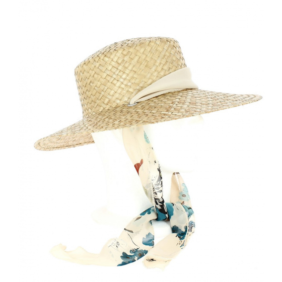 Capeline Milazzo Paille Naturelle Foulard - Traclet
