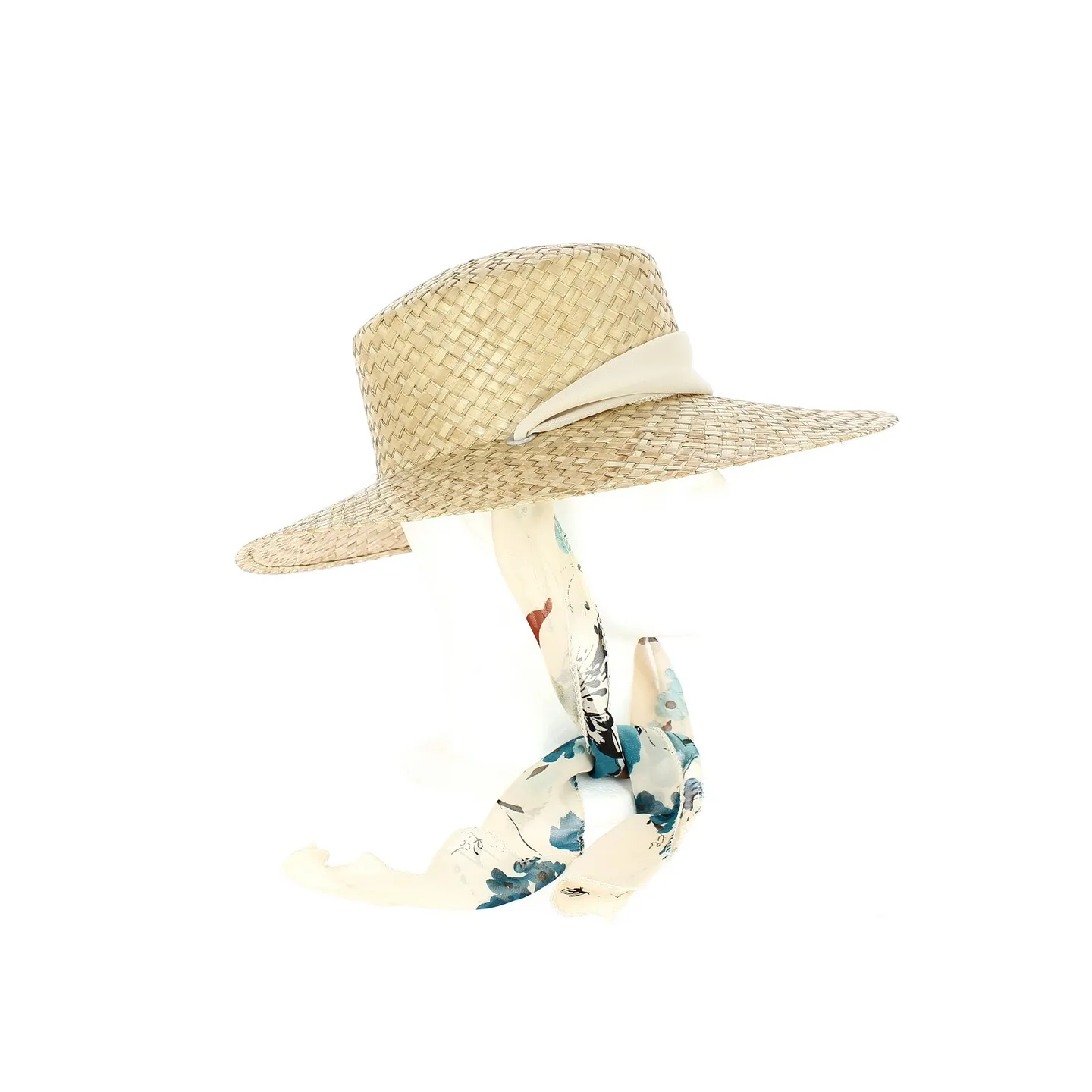 Capeline Milazzo Paille Naturelle Foulard- Traclet Reference : 10590 | Chapellerie Traclet
