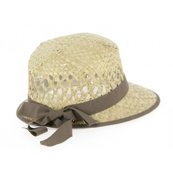 Gioconda Straw Cap with Brown Ribbon - Traclet