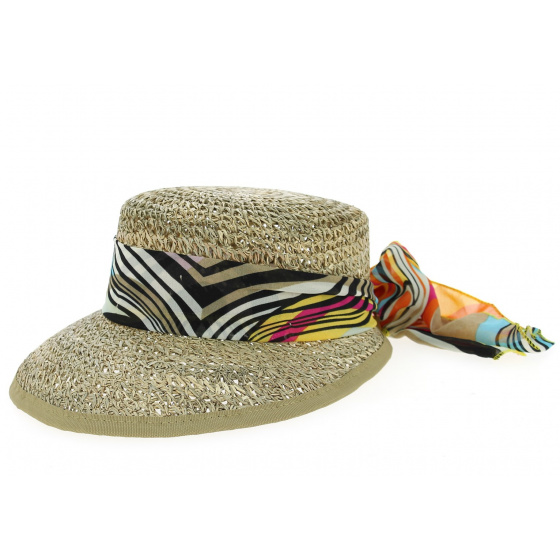 San Vito Women's Straw Cap with Scarf - Traclet