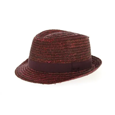 Chapeau Trilby Pachuca Paille Naturelle Bordeaux- Traclet Reference : 2663 | Chapellerie Traclet