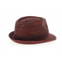 Traclet Burgundy Natural Straw Pachuca Trilby Hat