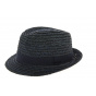 Trilby Pachuca Natural Straw Hat Navy Blue- Traclet