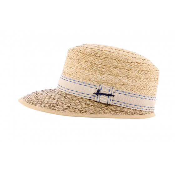 WoodStock Straw Cap with fancy ribbon - Herman