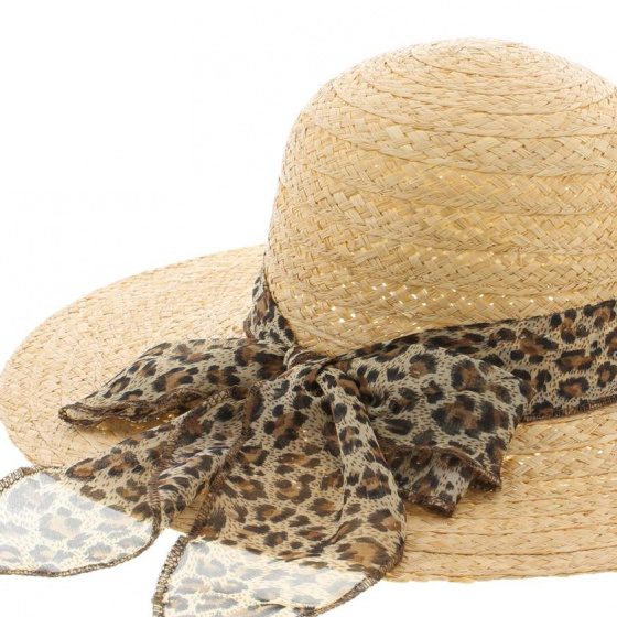Secret Brown Leopard Straw Wide-Brimmed Hat - Herman Secret Brown Leopard Straw Wide-Brimmed Hat - Herman