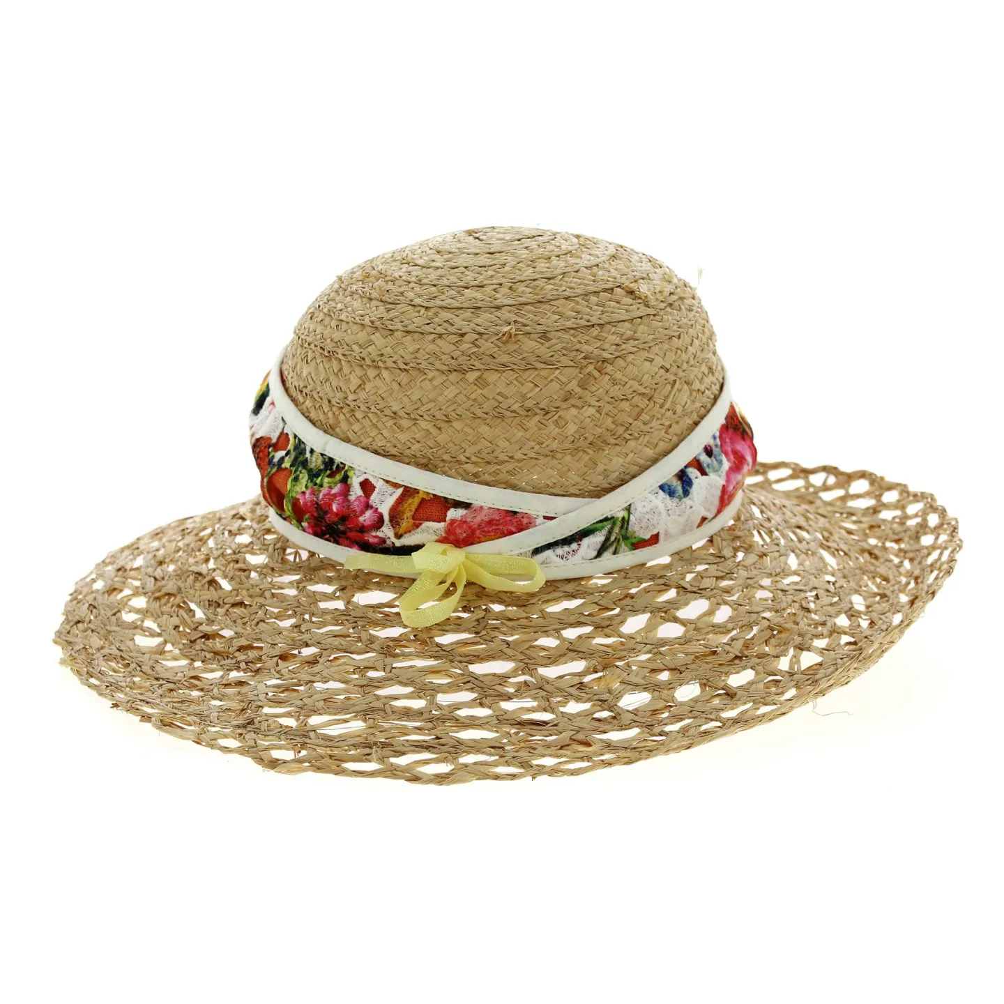 Chapeau paille capeline Esthete Rose & Orange Reference : 6614 | Chapellerie Traclet