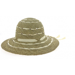 Monique Natural Fancy Straw Wide-Brimmed Hat - Traclet