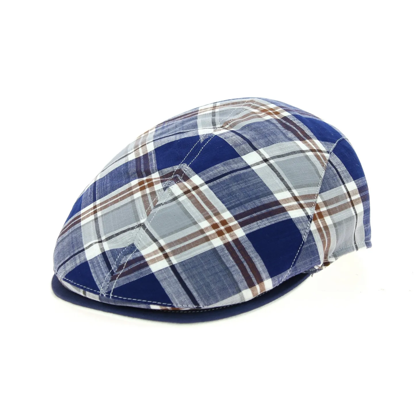 Blue Striped Cotton Teddy Flat Cap - Traclet Reference: 10639 | Traclet Hat Shop