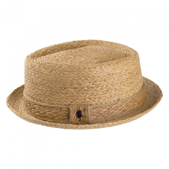 Tear PorkPie Raffia Hat