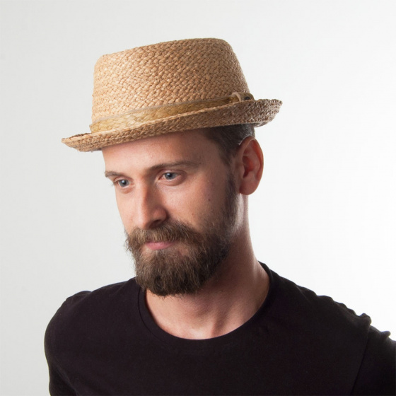 Tear PorkPie Raffia Hat