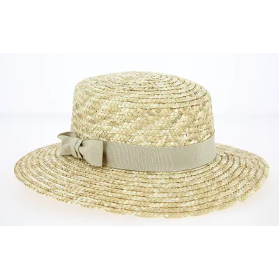 canotier femme - boutique de canotier ruban beige Reference : 3648 | Chapellerie Traclet