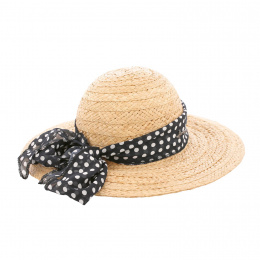 Queen Jungle Straw Sun Hat with Polka Dot Ribbon - Herman