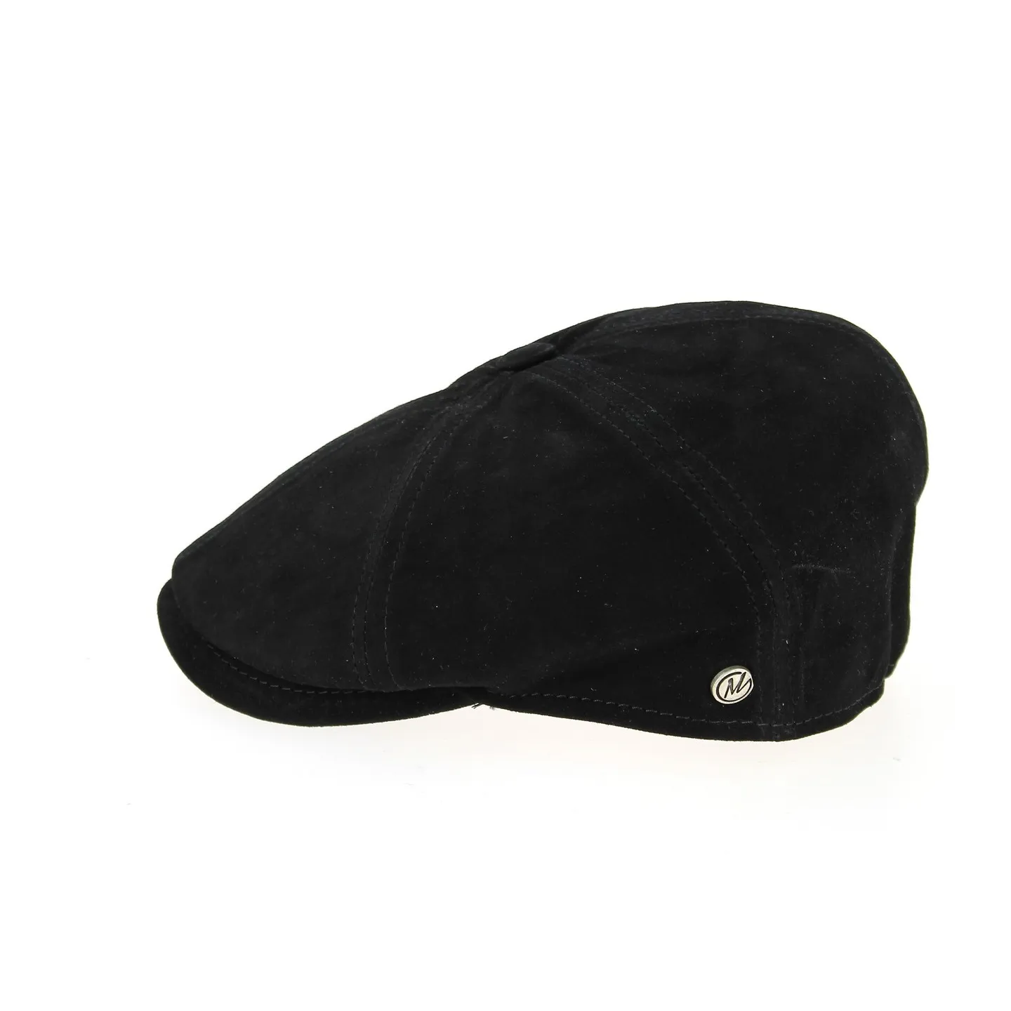 Halflight Flat Cap Black Suede Leather - Traclet Reference: 10672 | Traclet Hat Shop