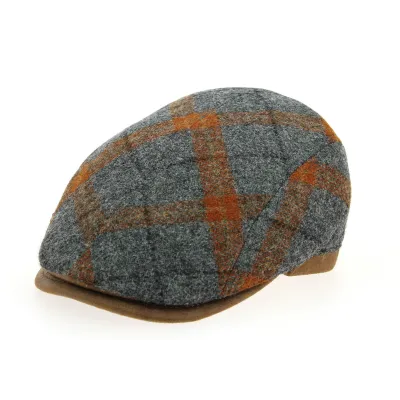 Casquette Plate Vérone Laine Grise & Orange- Traclet Reference : 10678 | Chapellerie Traclet