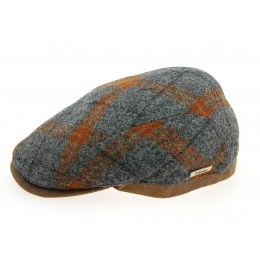 Casquette Plate Laine Grise & Orange- Traclet