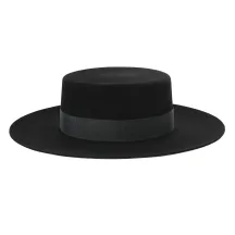 Cordobes/Boater Black Wool Felt Hat - Traclet Reference: 10698 | Traclet Millinery