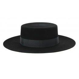 Santiago Hat - Cordobes/Boater Black Wool Felt - Traclet