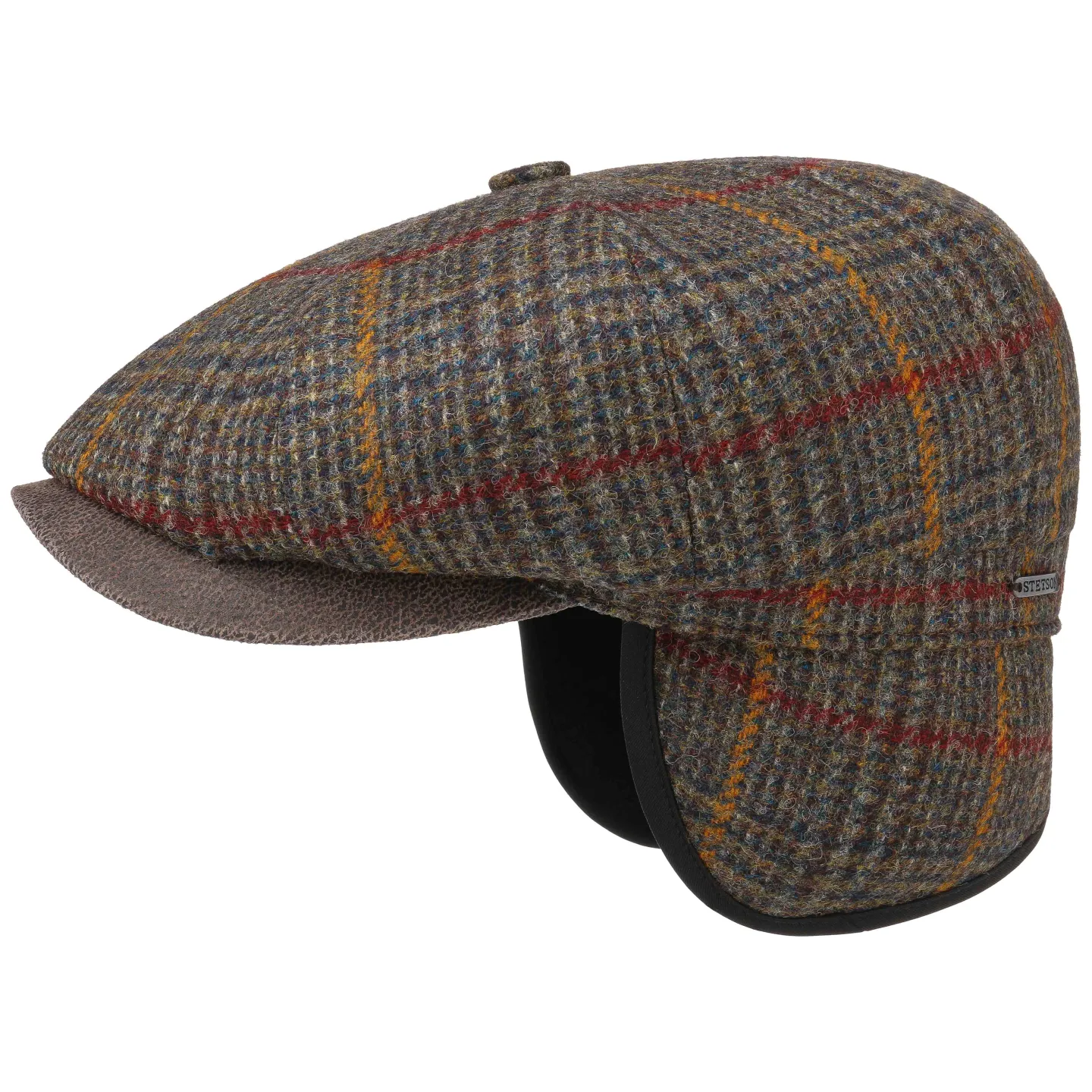Stetson Plaid Wool Ear Flap Hatteras Cap Reference: 10709 | Chapellerie Traclet