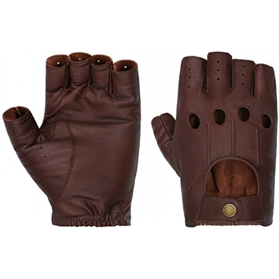 Brown Summer Leather Driving Mittens - Stetson