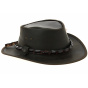 Leather hat with crocodile trim