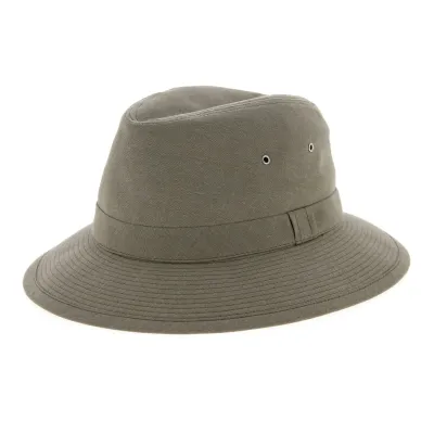 Taupe Cotton Chambray Safari Hat - Crambes Reference: 10671 | Traclet Hat Shop