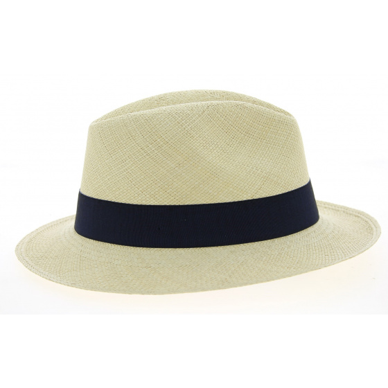 Chapeau Panama Ambato Paille Naturelle & Bleue - Traclet