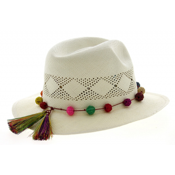 White Fancy Sugar Panama Hat - Traclet