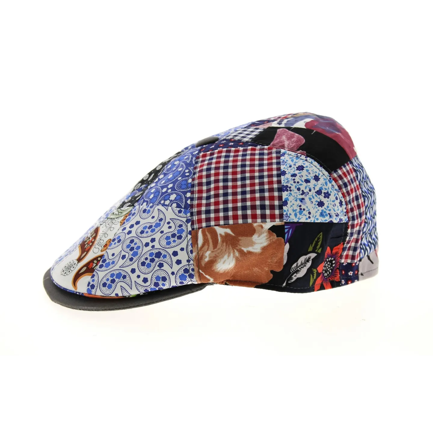 8-Panel Patchwork Cotton & Linen Cap - Traclet Reference: 10734 | Traclet Hatmakers
